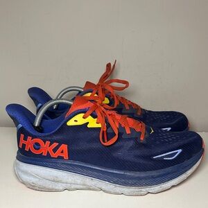 Hoka Navy and Red Clifton 9 running Sneakers